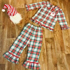 ❌SOLD ❌Girls Christmas Smocked Santa Pajama Set Size 4T